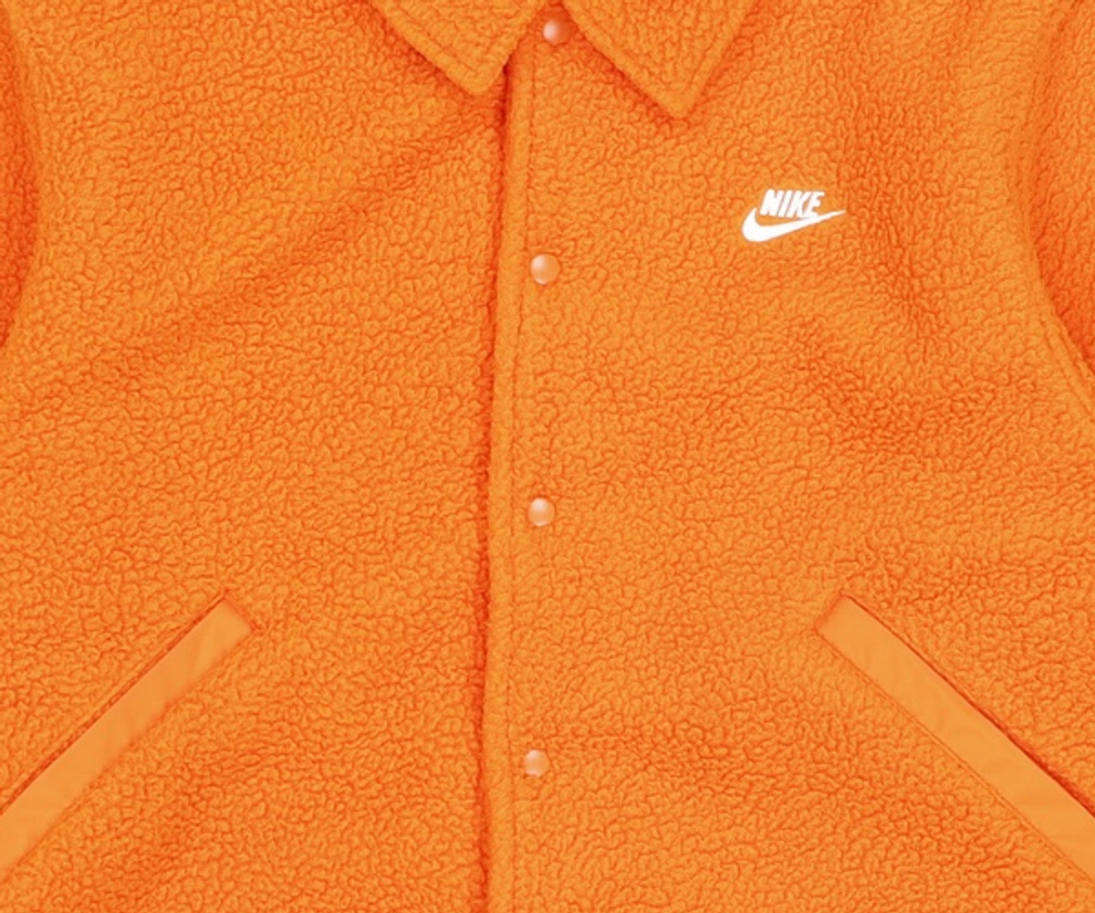 나이키(NIKE) 스포츠웨어 클럽 하이파일 플리스 코치 재킷 M - 캠프파이어 오렌지:화이트 / HV1430-893 M