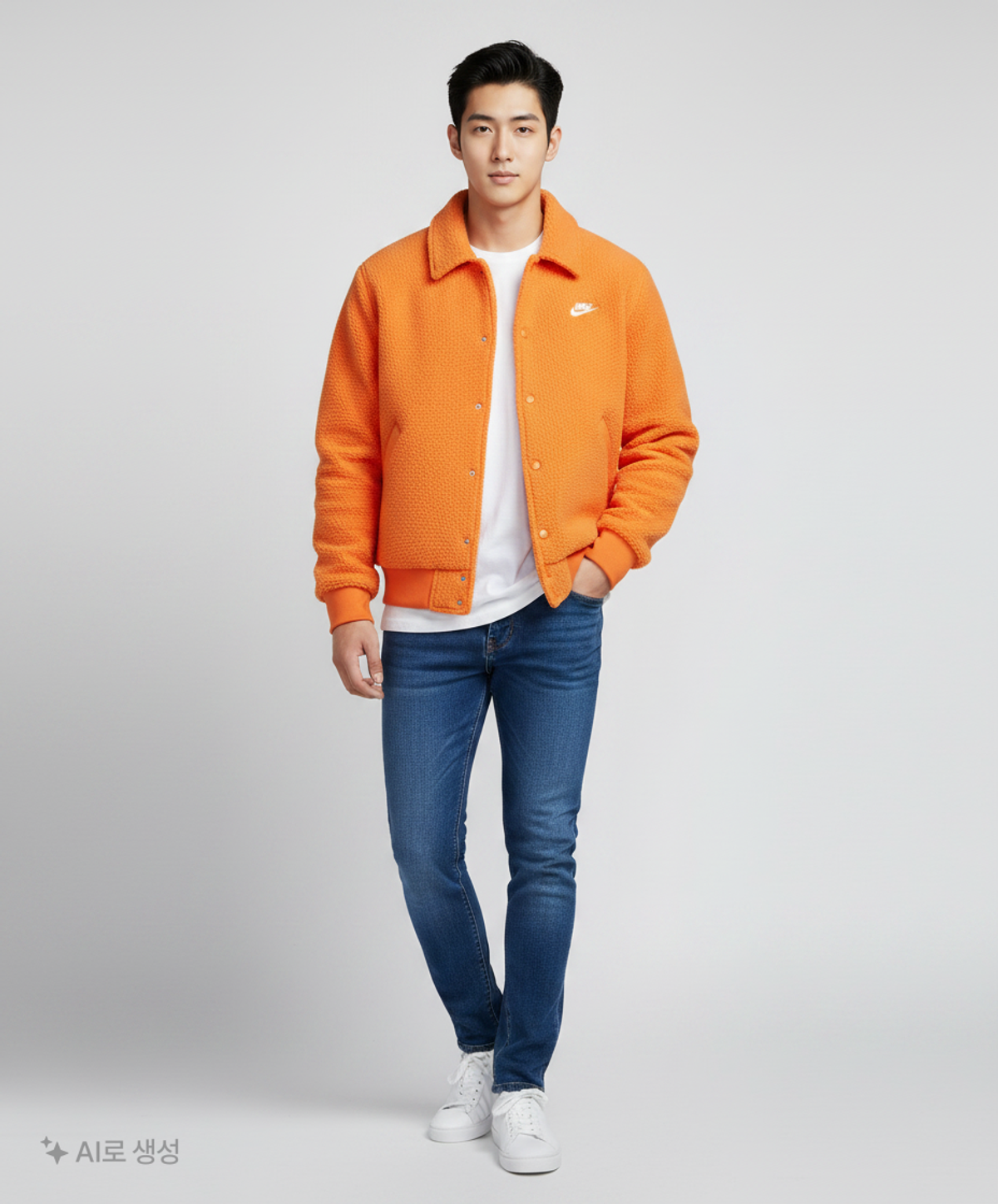 나이키(NIKE) 스포츠웨어 클럽 하이파일 플리스 코치 재킷 M - 캠프파이어 오렌지:화이트 / HV1430-893 M