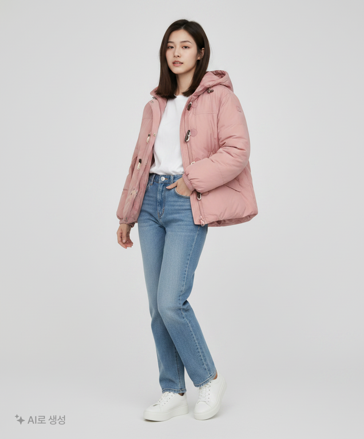 코드그라피(CGP) 더플 후드 패딩_페일 핑크 M