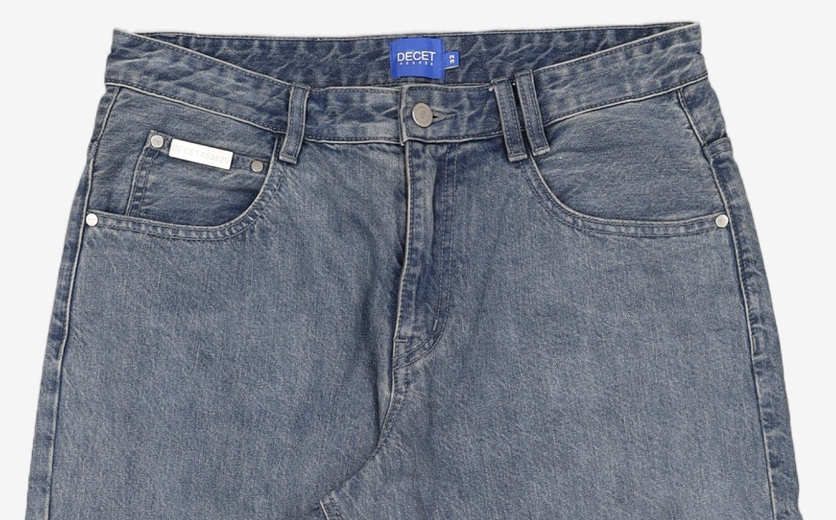 데케트(DECET) Mid Rise Wide Jeans DCPT027CrinkleBlue 32