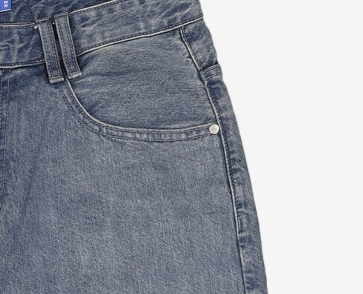 데케트(DECET) Mid Rise Wide Jeans DCPT027CrinkleBlue 32