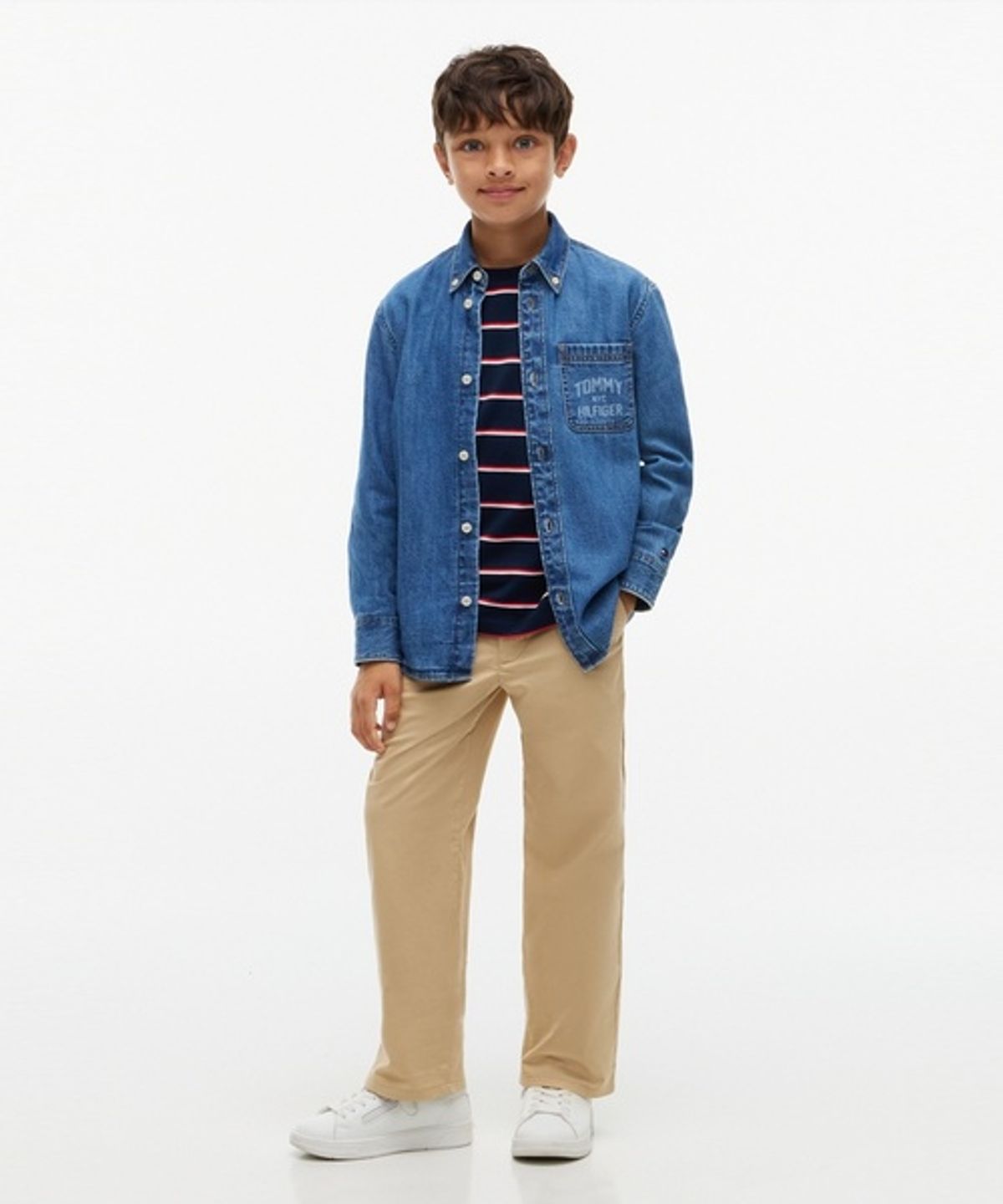 타미힐피거 키즈(TOMMY HILFIGER KIDS) 로고 포켓 데님 셔츠