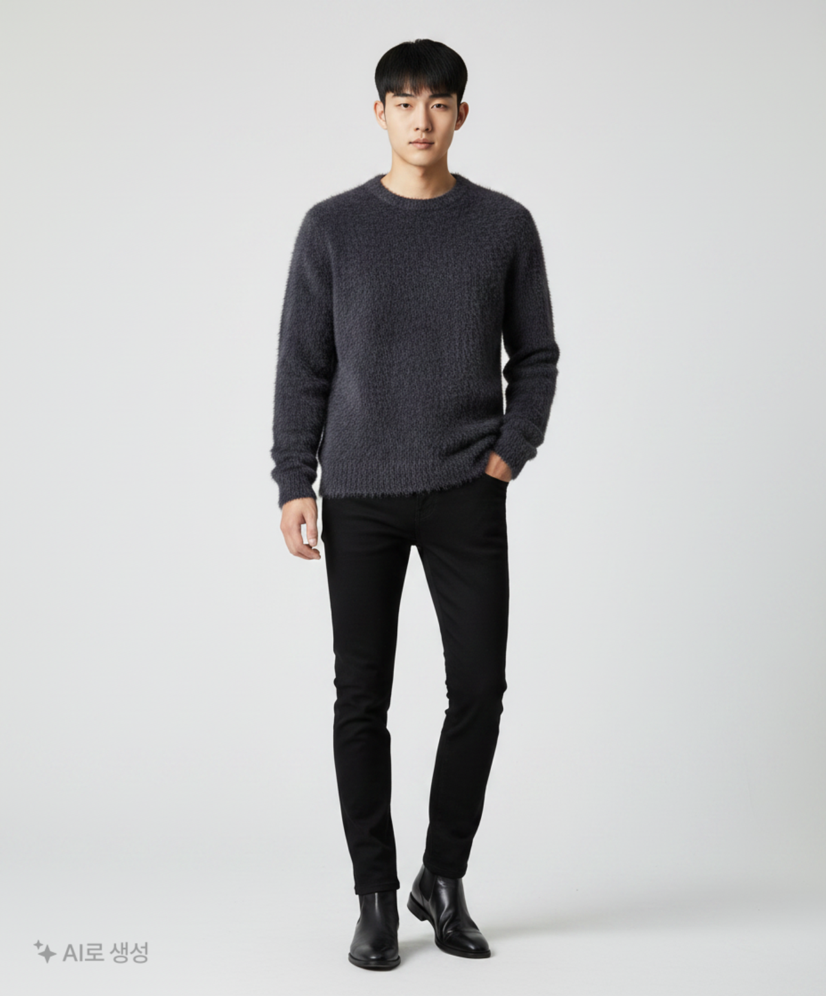노매뉴얼(NOMANUAL) CROPPED HAIRY KNIT - DUSK 95