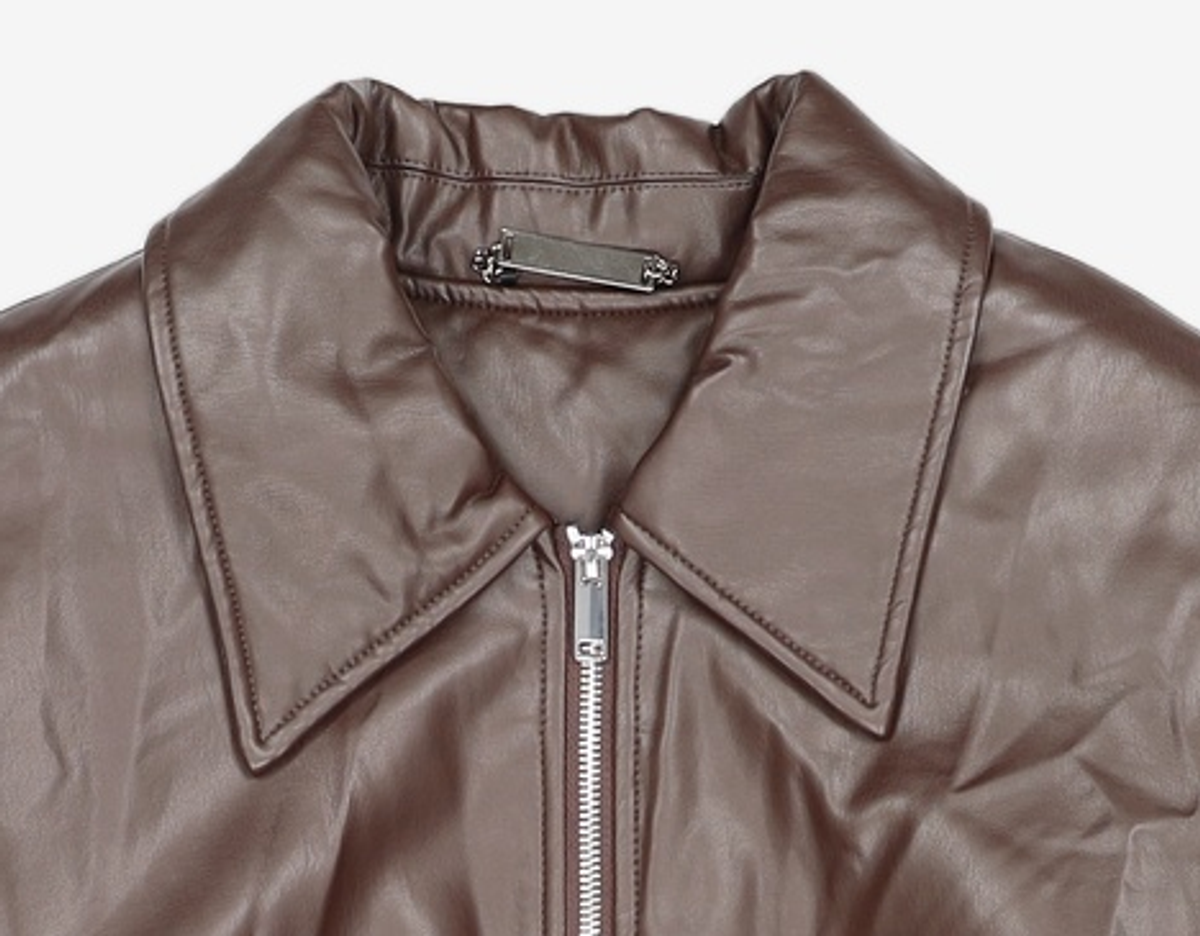 몽돌(MONGDOL) 소프트 카라 페이크 레더 패딩 브라운 MDJP018BROWN FREE