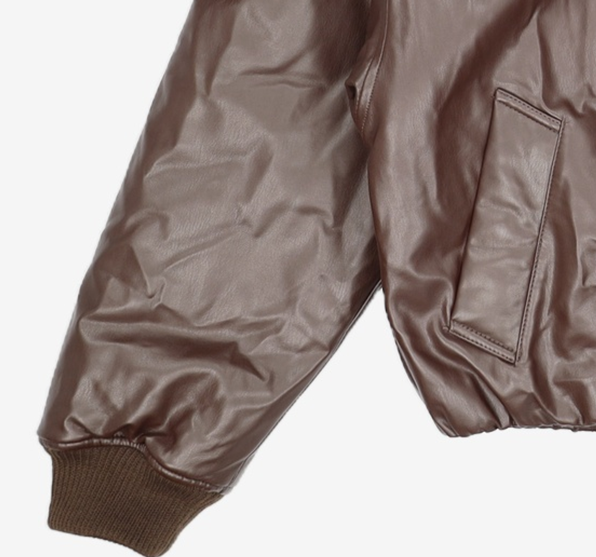 몽돌(MONGDOL) 소프트 카라 페이크 레더 패딩 브라운 MDJP018BROWN FREE