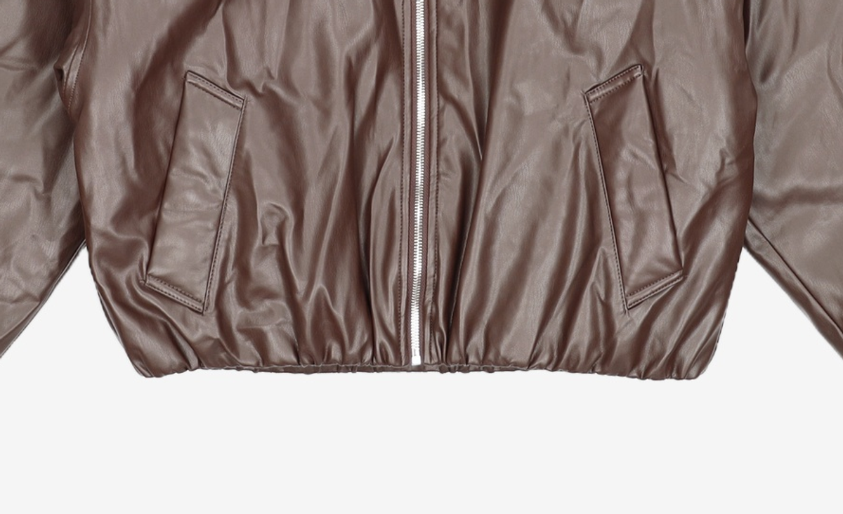 몽돌(MONGDOL) 소프트 카라 페이크 레더 패딩 브라운 MDJP018BROWN FREE