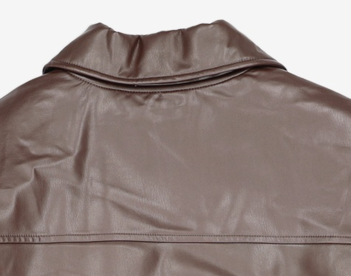 몽돌(MONGDOL) 소프트 카라 페이크 레더 패딩 브라운 MDJP018BROWN FREE