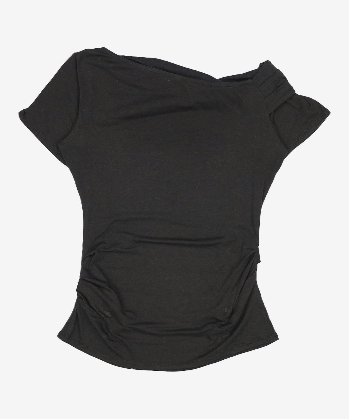 트리밍버드(TREEMINGBIRD) Twisted Overlay Off-Shoulder Top [ Black ] 2