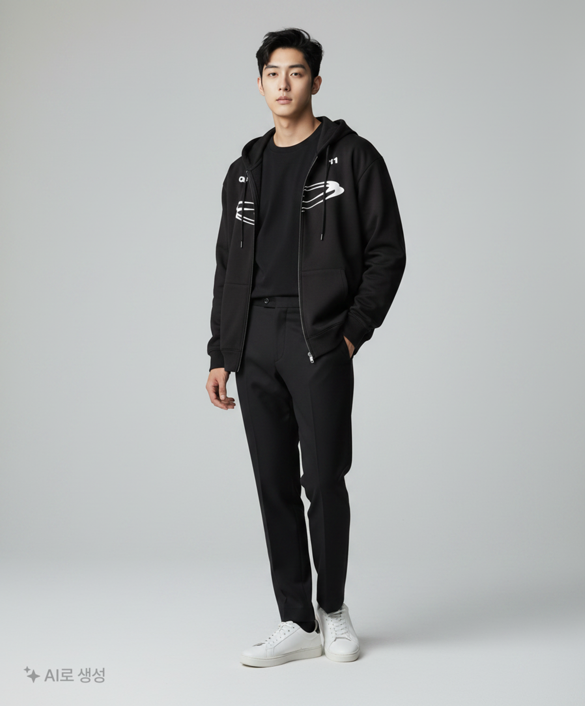 오프닝프로젝트(OPENING PROJECT) Symbol Logo Zip Hoodie - Black 3