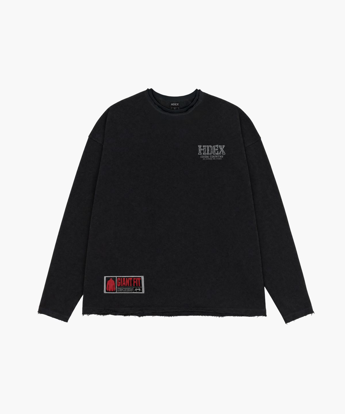 에이치덱스(HDEX) 코어 자이언트핏 컷 오프 스웨트 셔츠 (Black)