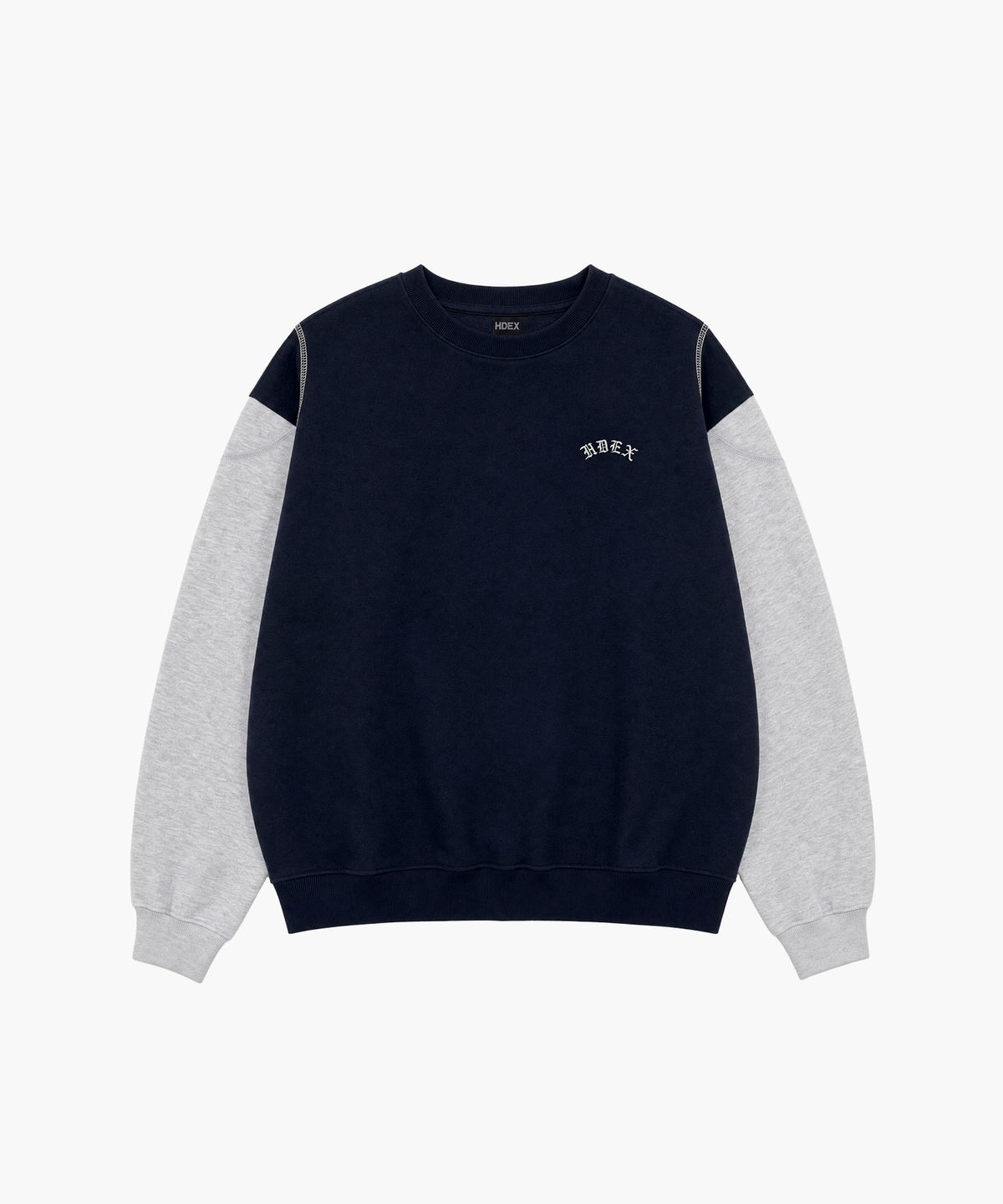 에이치덱스(HDEX) 히로익 숄더 콤비 스웨트 셔츠 (Navy)