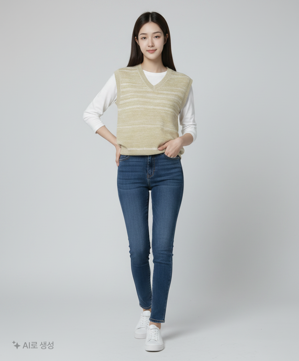 키뮤어(KIIMUIR) 이레귤러 스트라이프 니트 베스트_민트그린 S
