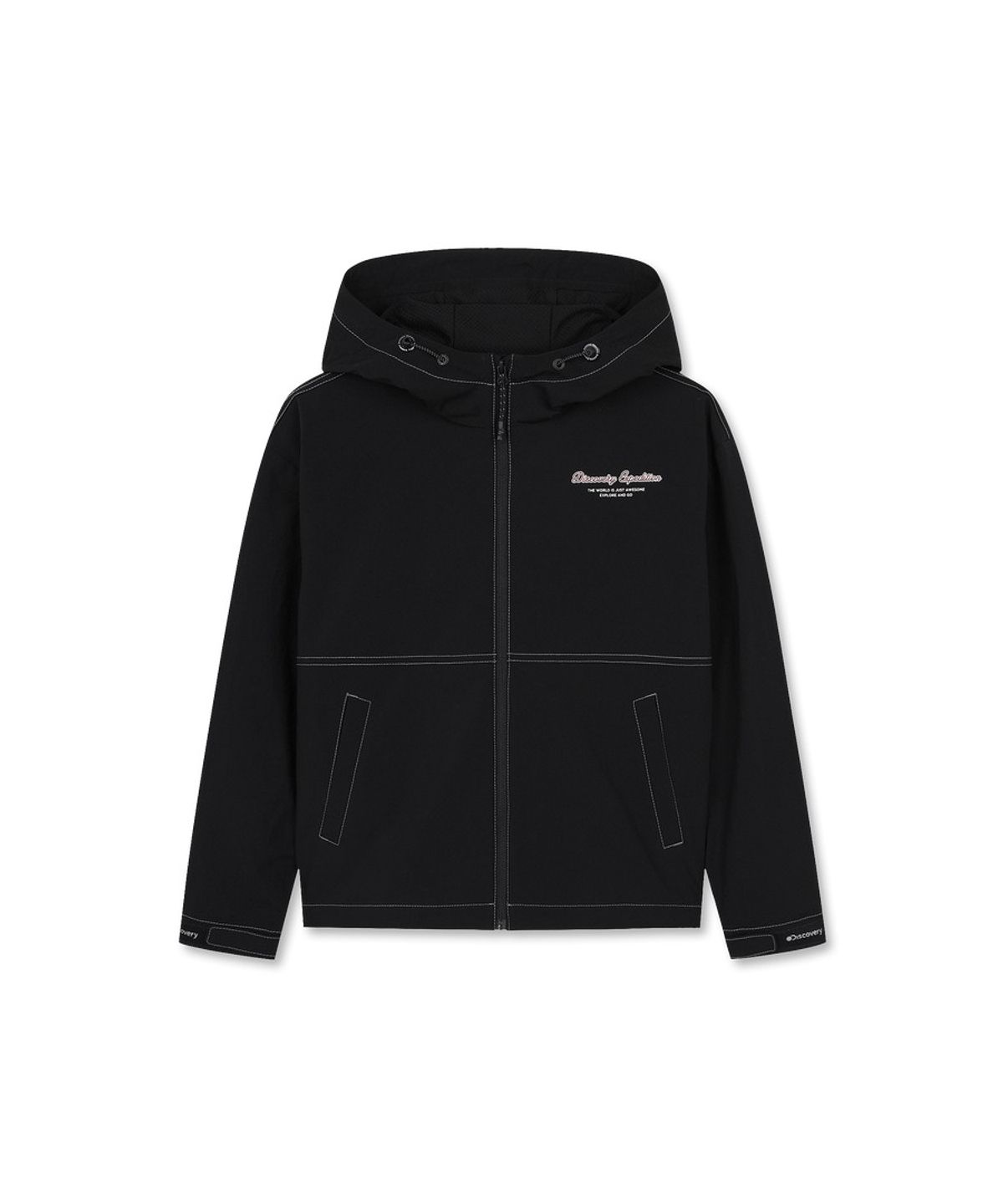 디스커버리 키즈(DISCOVERY KIDS) 키즈 스티치 우븐 바람막이 (BLACK)