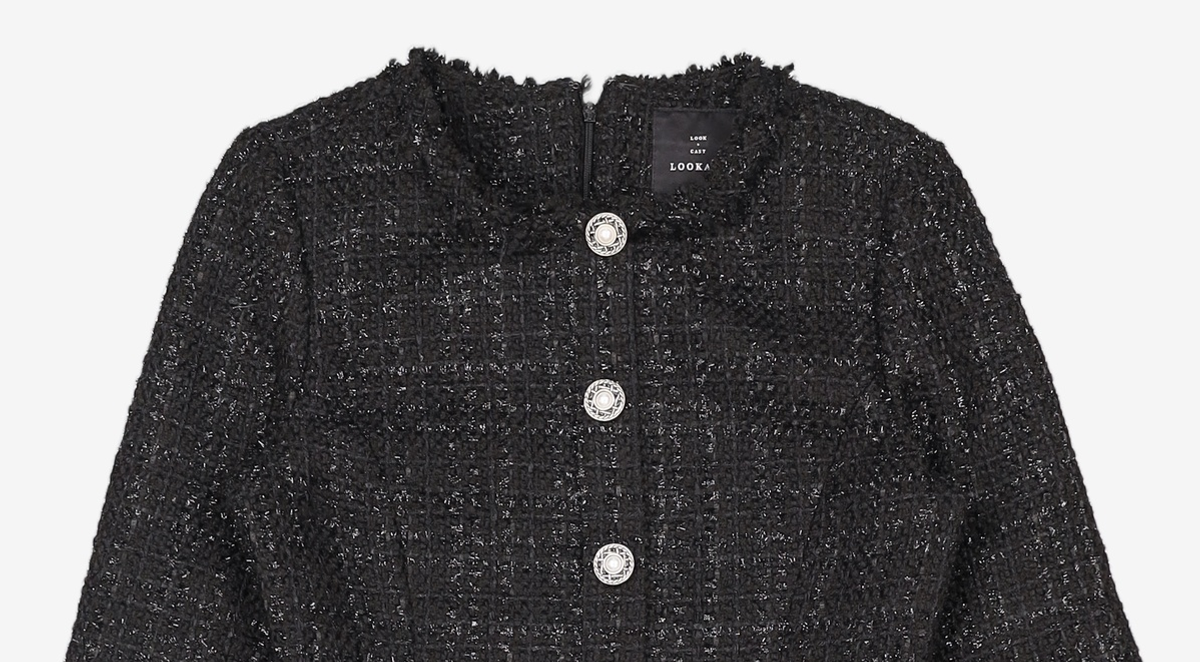 룩캐스트(LOOKAST) 블랙 라운드 트위드 원피스 / BLACK ROUND TWEED DRESS S