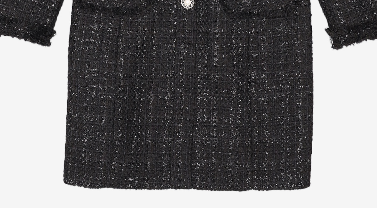 룩캐스트(LOOKAST) 블랙 라운드 트위드 원피스 / BLACK ROUND TWEED DRESS S