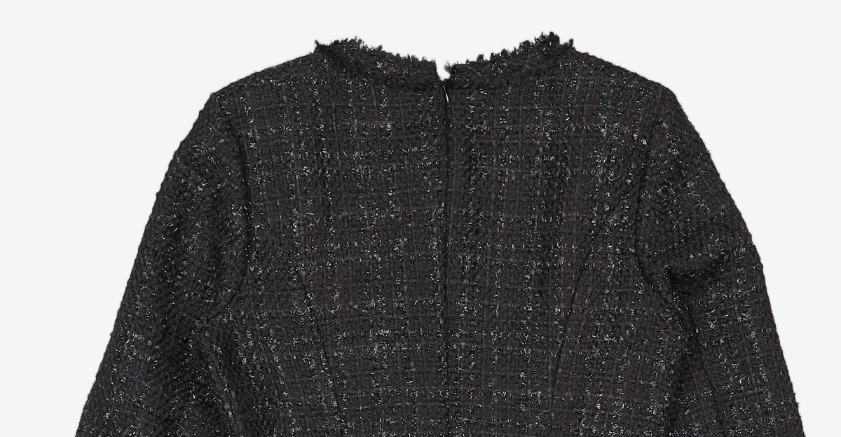 룩캐스트(LOOKAST) 블랙 라운드 트위드 원피스 / BLACK ROUND TWEED DRESS S