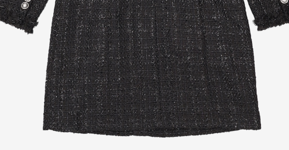 룩캐스트(LOOKAST) 블랙 라운드 트위드 원피스 / BLACK ROUND TWEED DRESS S