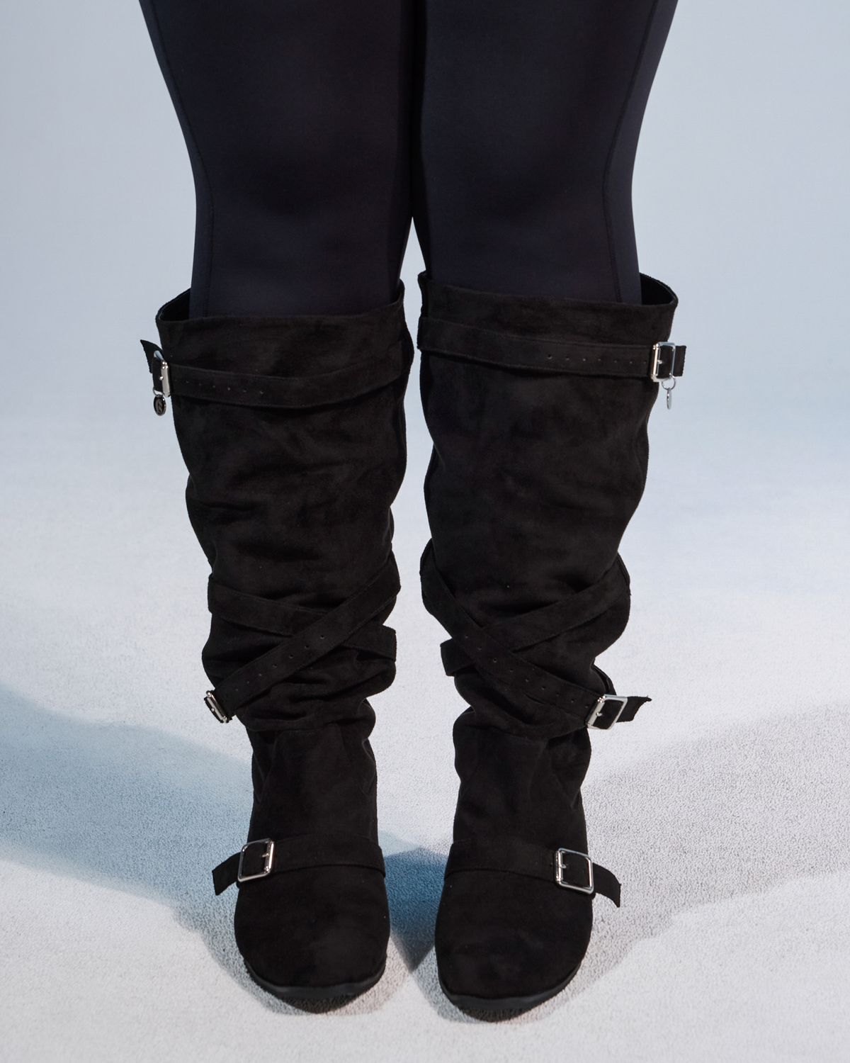 쿨시스(COOLSIS) CS BELT SUEDE LONG BOOTS (BLACK,8CM)
