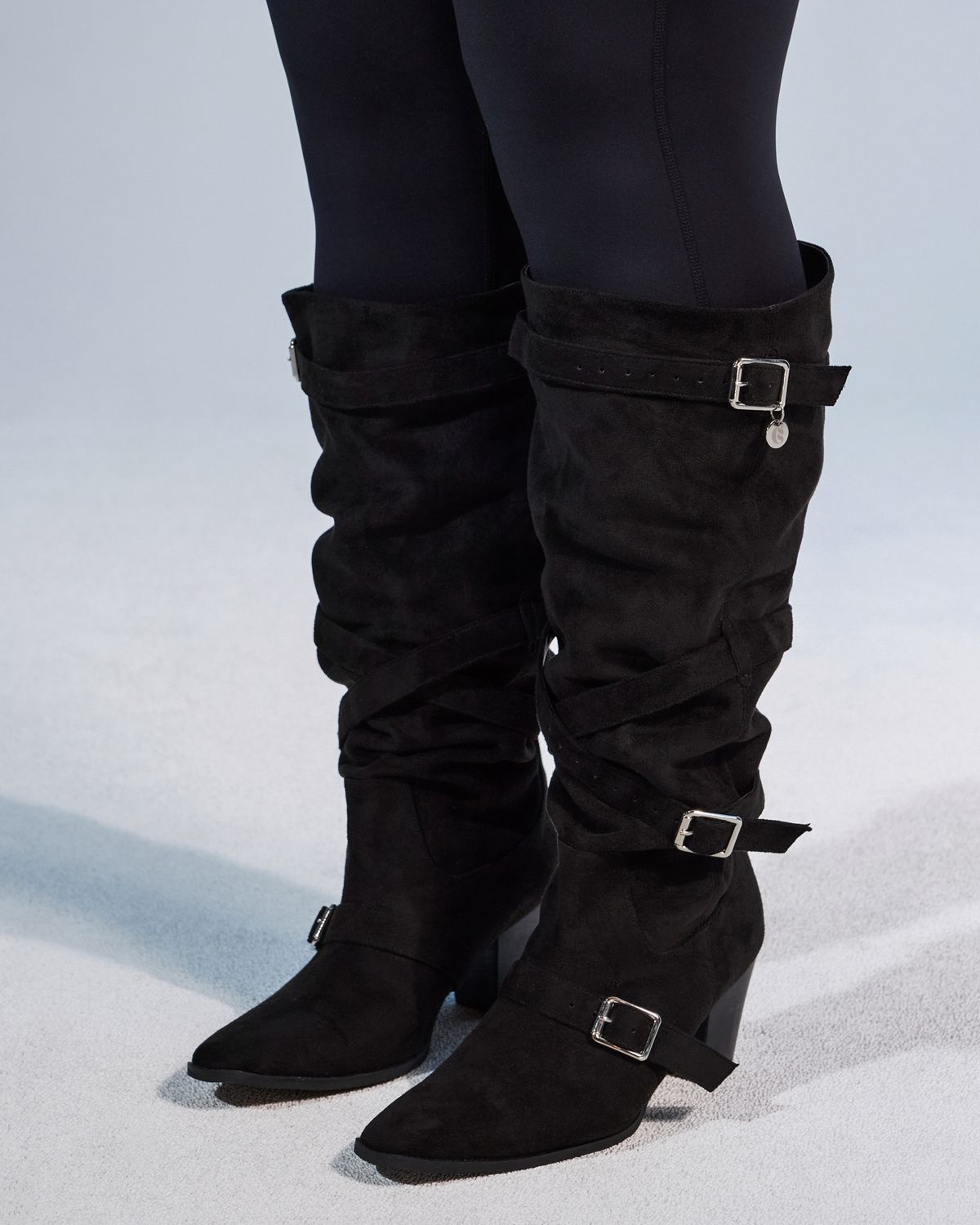 쿨시스(COOLSIS) CS BELT SUEDE LONG BOOTS (BLACK,8CM)