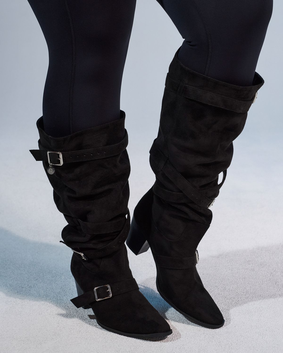 쿨시스(COOLSIS) CS BELT SUEDE LONG BOOTS (BLACK,8CM)
