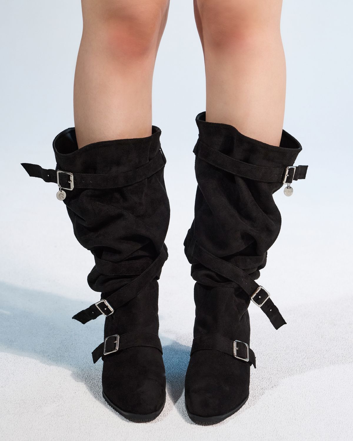 쿨시스(COOLSIS) CS BELT SUEDE LONG BOOTS (BLACK,8CM)