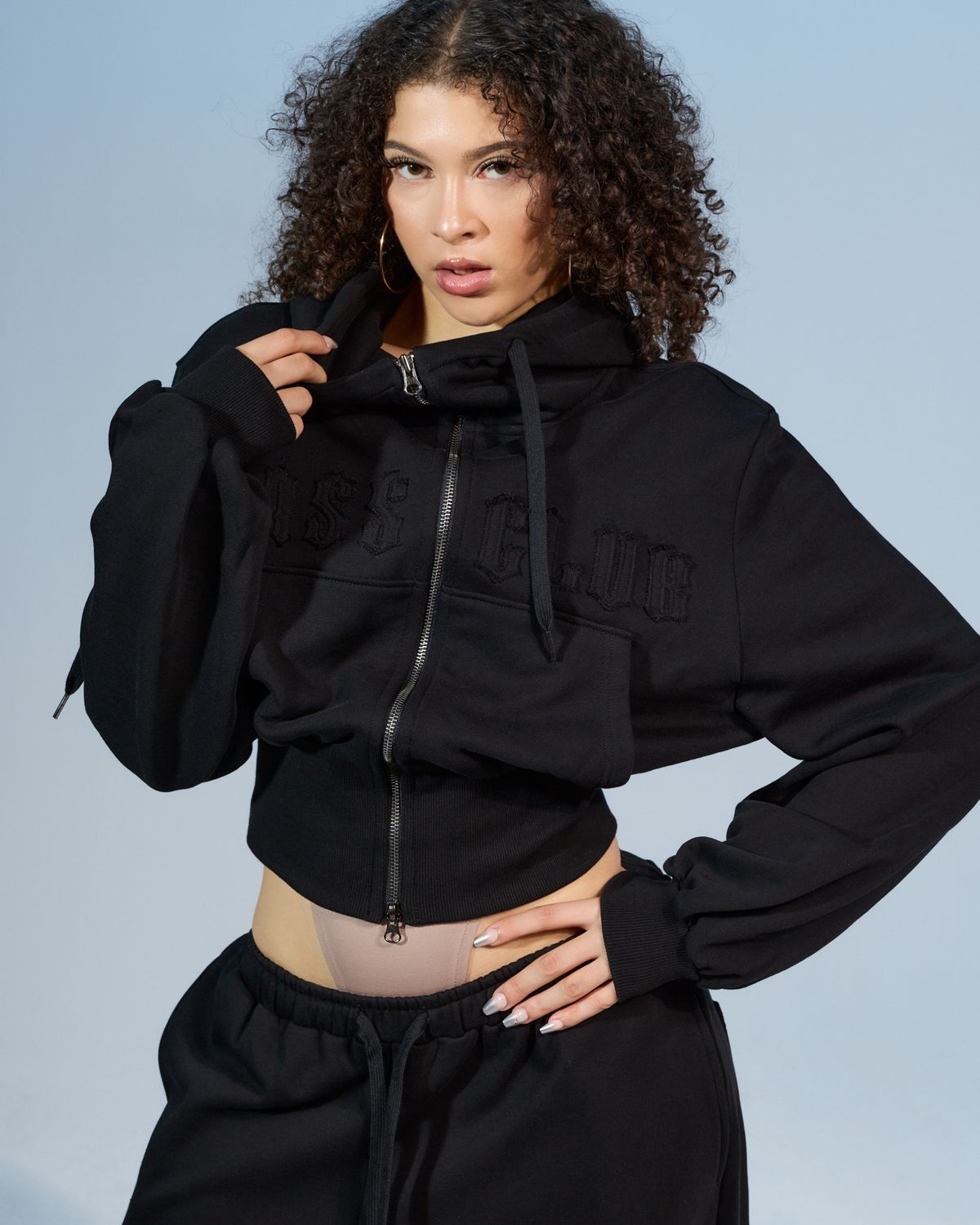 쿨시스(COOLSIS) CS BASSC HIGH-NECK HOODIE ZIP-031 (BLACK)