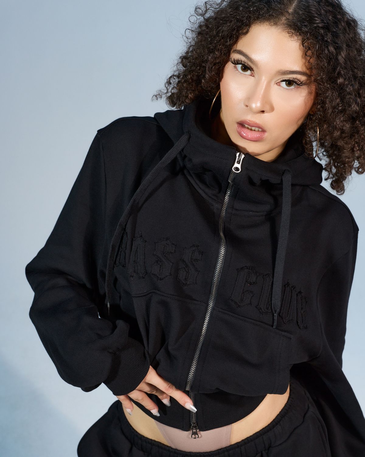 쿨시스(COOLSIS) CS BASSC HIGH-NECK HOODIE ZIP-031 (BLACK)