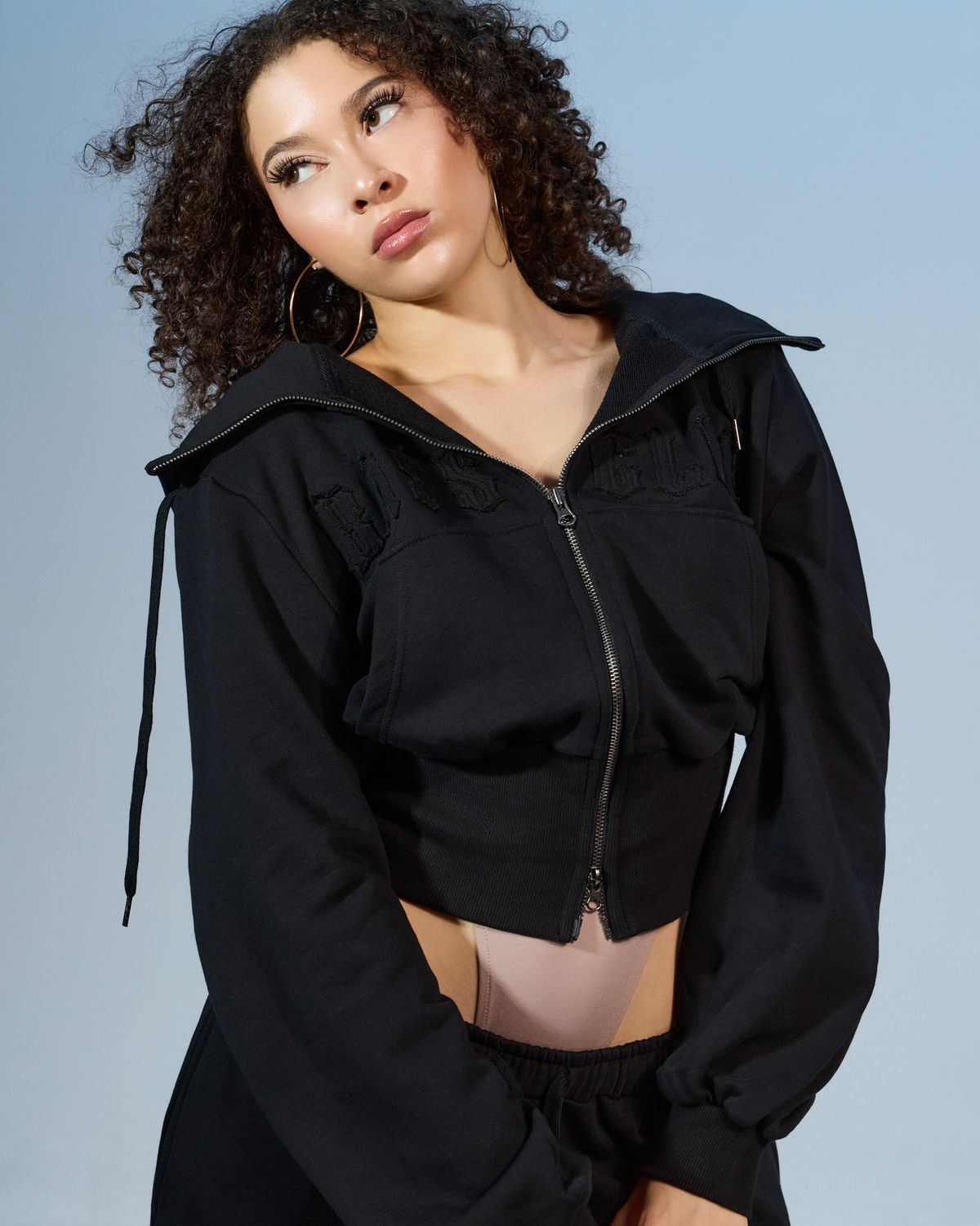쿨시스(COOLSIS) CS BASSC HIGH-NECK HOODIE ZIP-031 (BLACK)