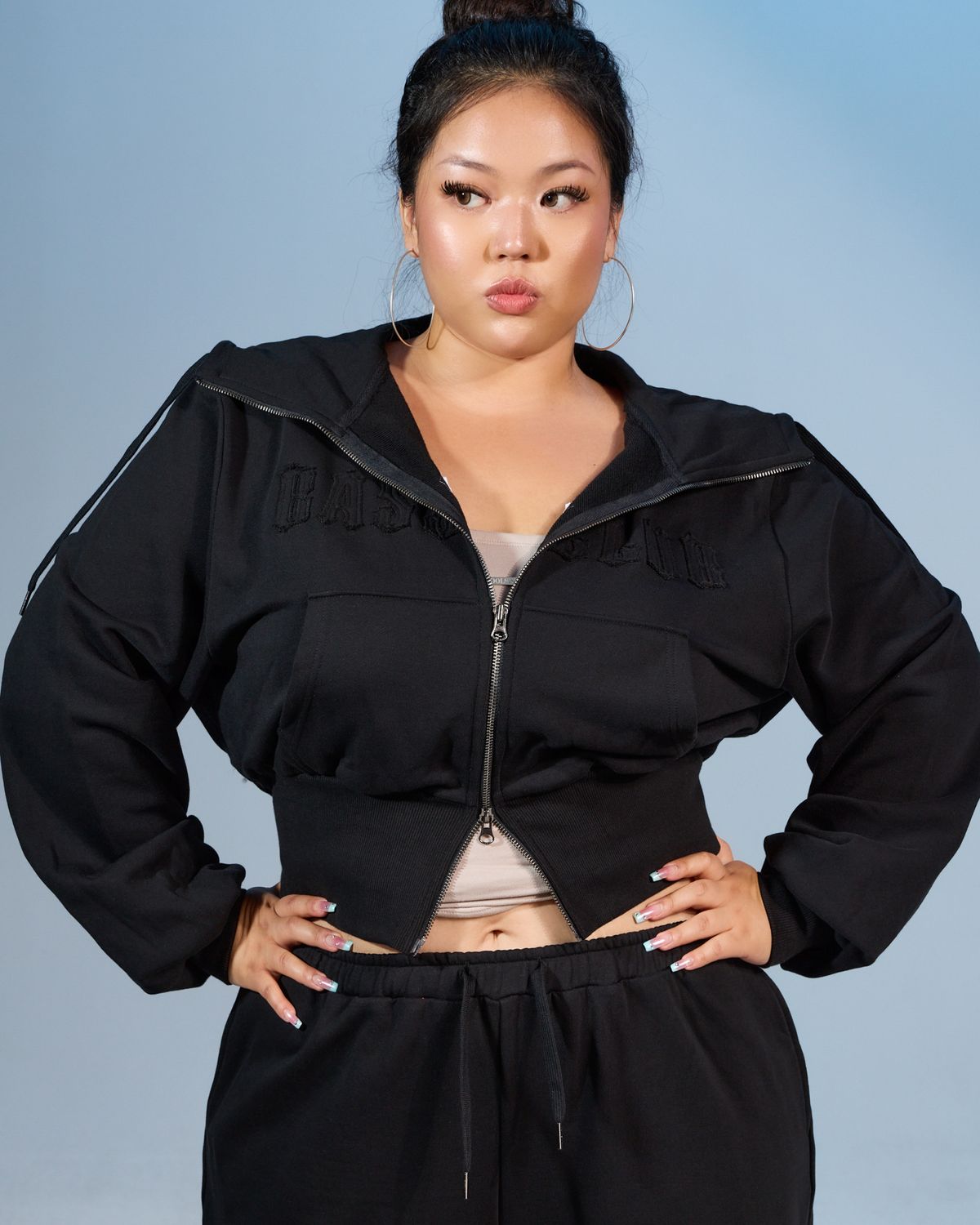 쿨시스(COOLSIS) CS BASSC HIGH-NECK HOODIE ZIP-031 (BLACK)