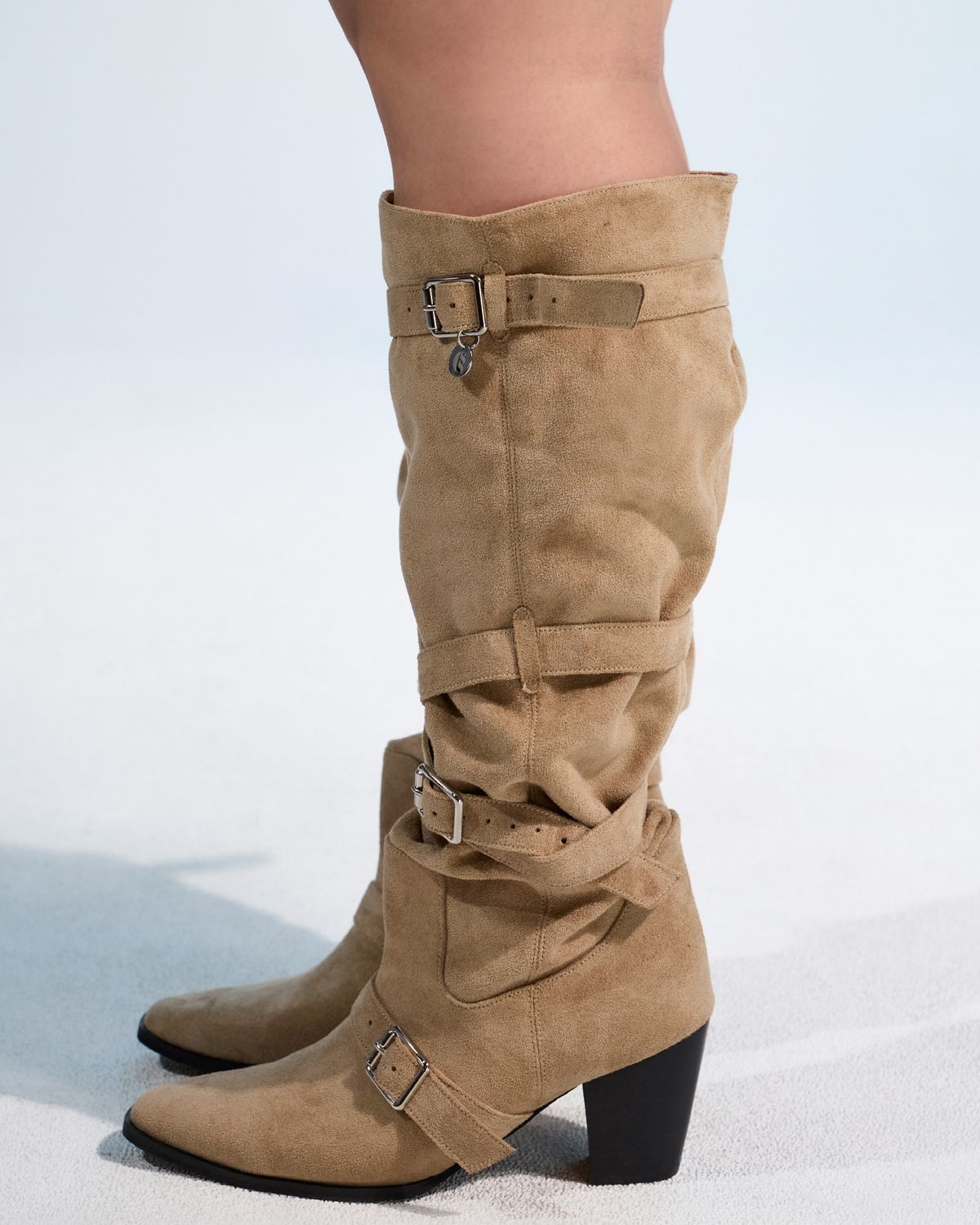 쿨시스(COOLSIS) CS BELT SUEDE LONG BOOTS (BEIGE,8CM)