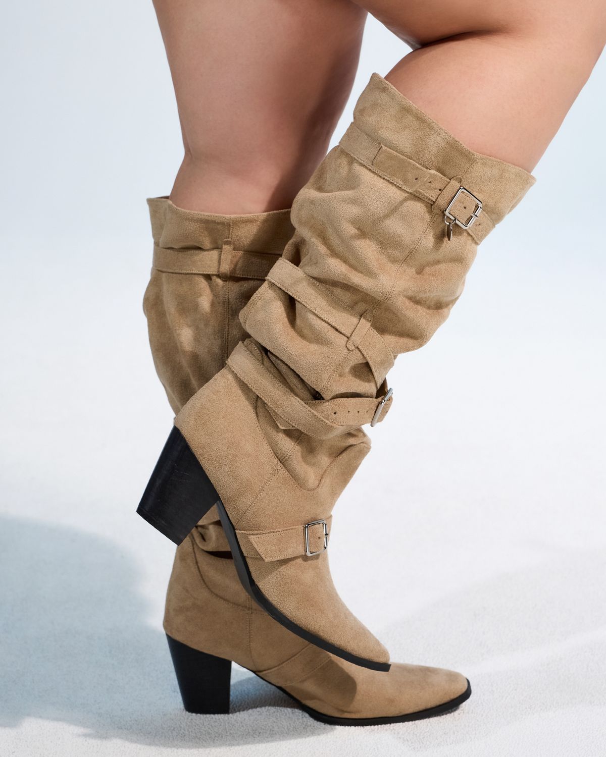 쿨시스(COOLSIS) CS BELT SUEDE LONG BOOTS (BEIGE,8CM)