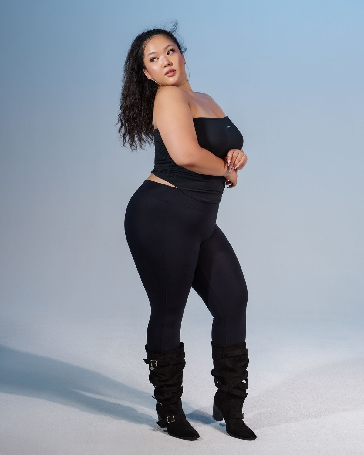 쿨시스(COOLSIS) CS CURVE SKINNY LEGGINGS (BLACK)