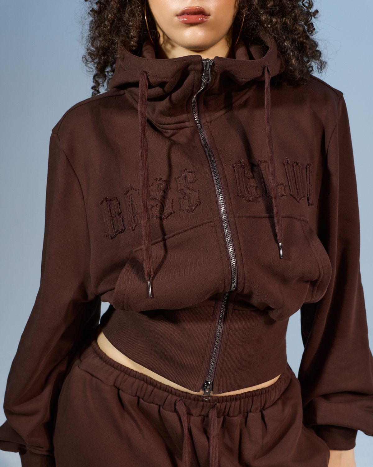 쿨시스(COOLSIS) CS BASSC HIGH-NECK HOODIE ZIP-031 (BROWN)