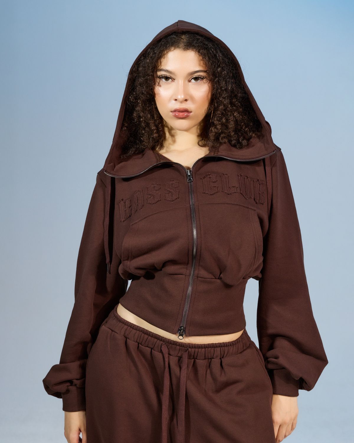 쿨시스(COOLSIS) CS BASSC HIGH-NECK HOODIE ZIP-031 (BROWN)