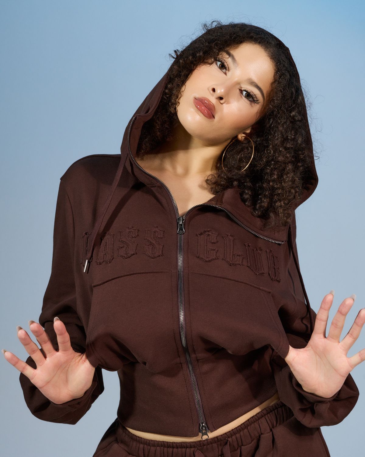 쿨시스(COOLSIS) CS BASSC HIGH-NECK HOODIE ZIP-031 (BROWN)