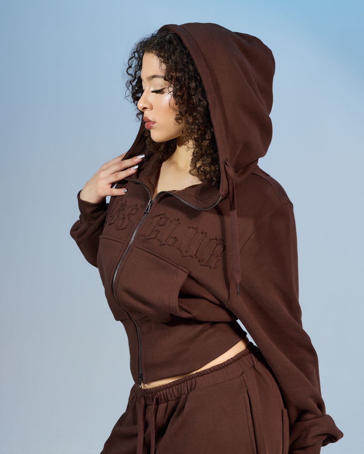 쿨시스(COOLSIS) CS BASSC HIGH-NECK HOODIE ZIP-031 (BROWN)