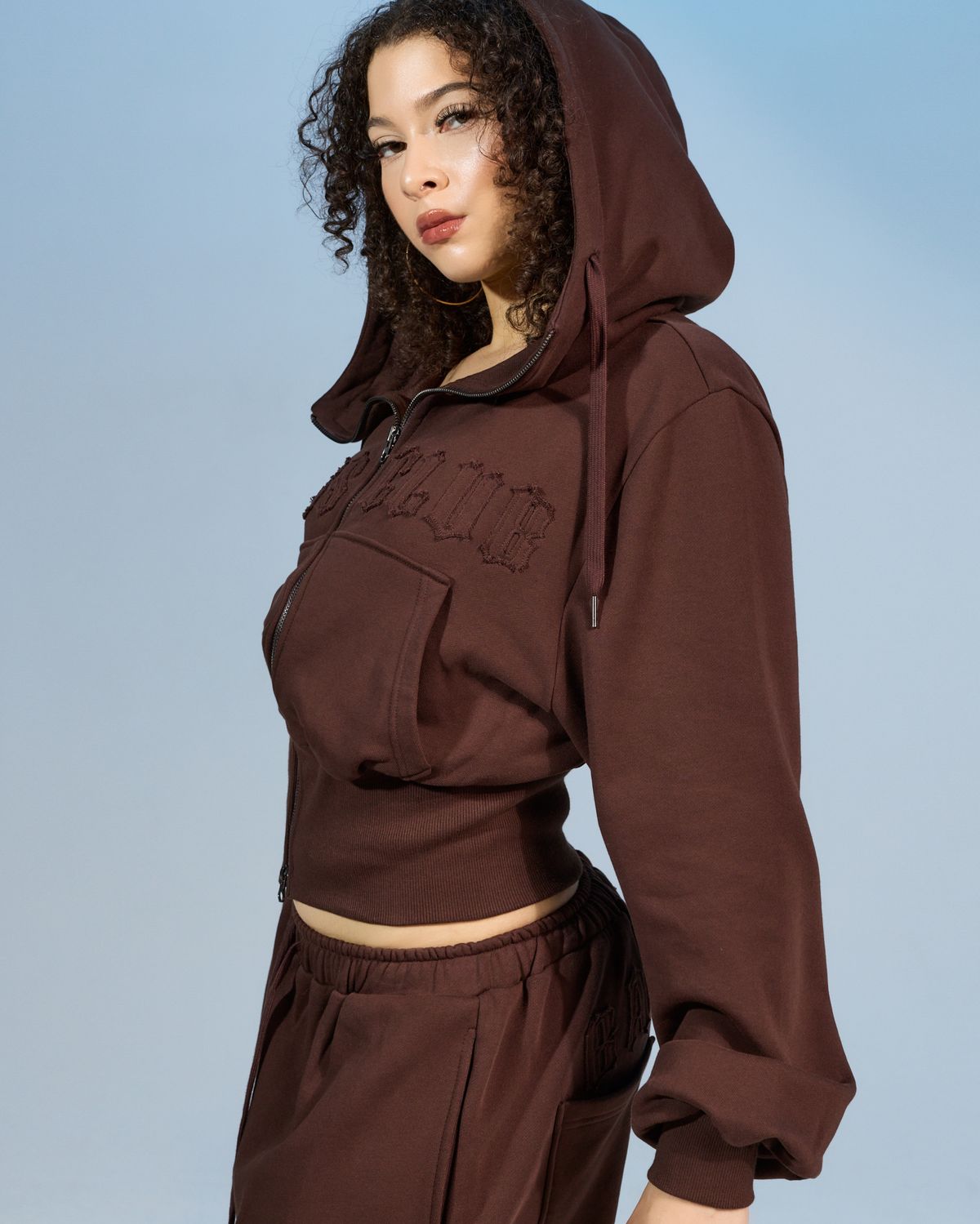 쿨시스(COOLSIS) CS BASSC HIGH-NECK HOODIE ZIP-031 (BROWN)