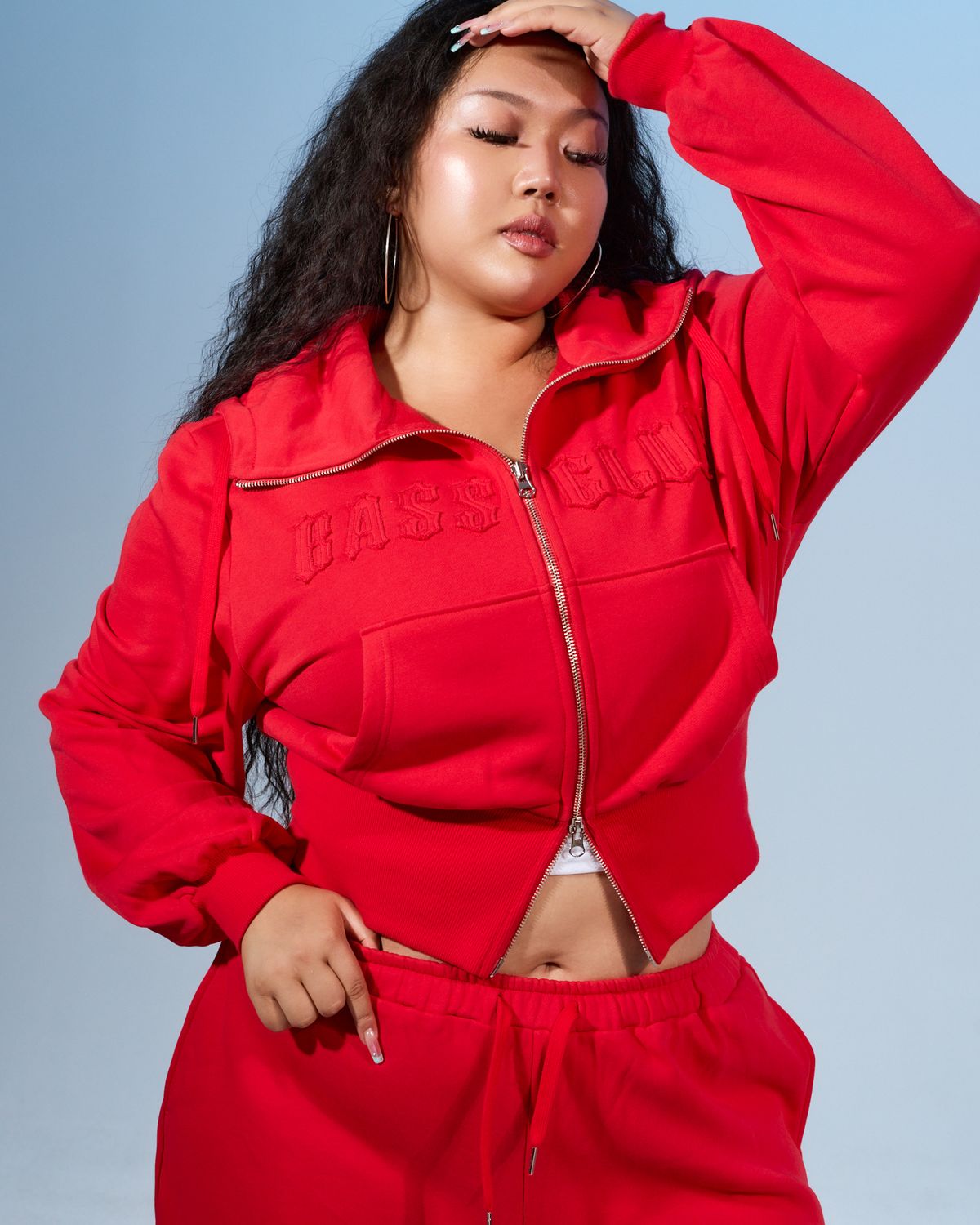 쿨시스(COOLSIS) CS BASSC HIGH-NECK HOODIE ZIP-031 (RED)