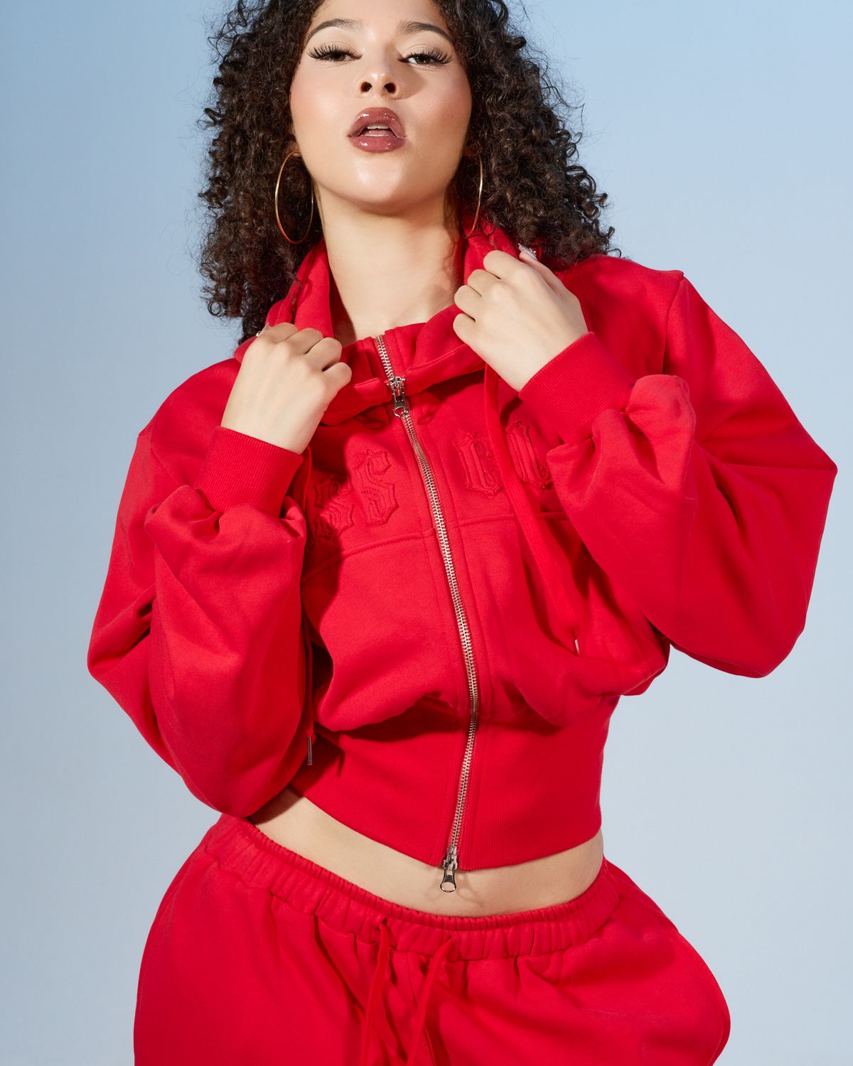 쿨시스(COOLSIS) CS BASSC HIGH-NECK HOODIE ZIP-031 (RED)
