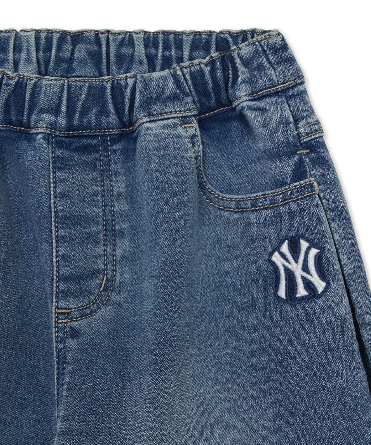 엠엘비 키즈(MLB KIDS) 스트릿 메가와이드 라이크라 소프트 데님팬츠 NY (Blue)