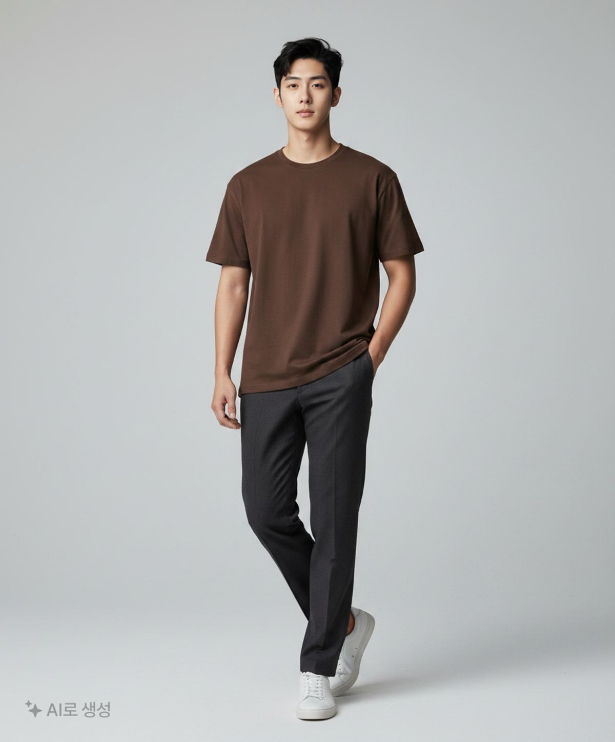 무신사 스탠다드(MUSINSA STANDARD) [쿨탠다드] 오버사이즈 크루 넥 티셔츠 [다크 브라운] XL