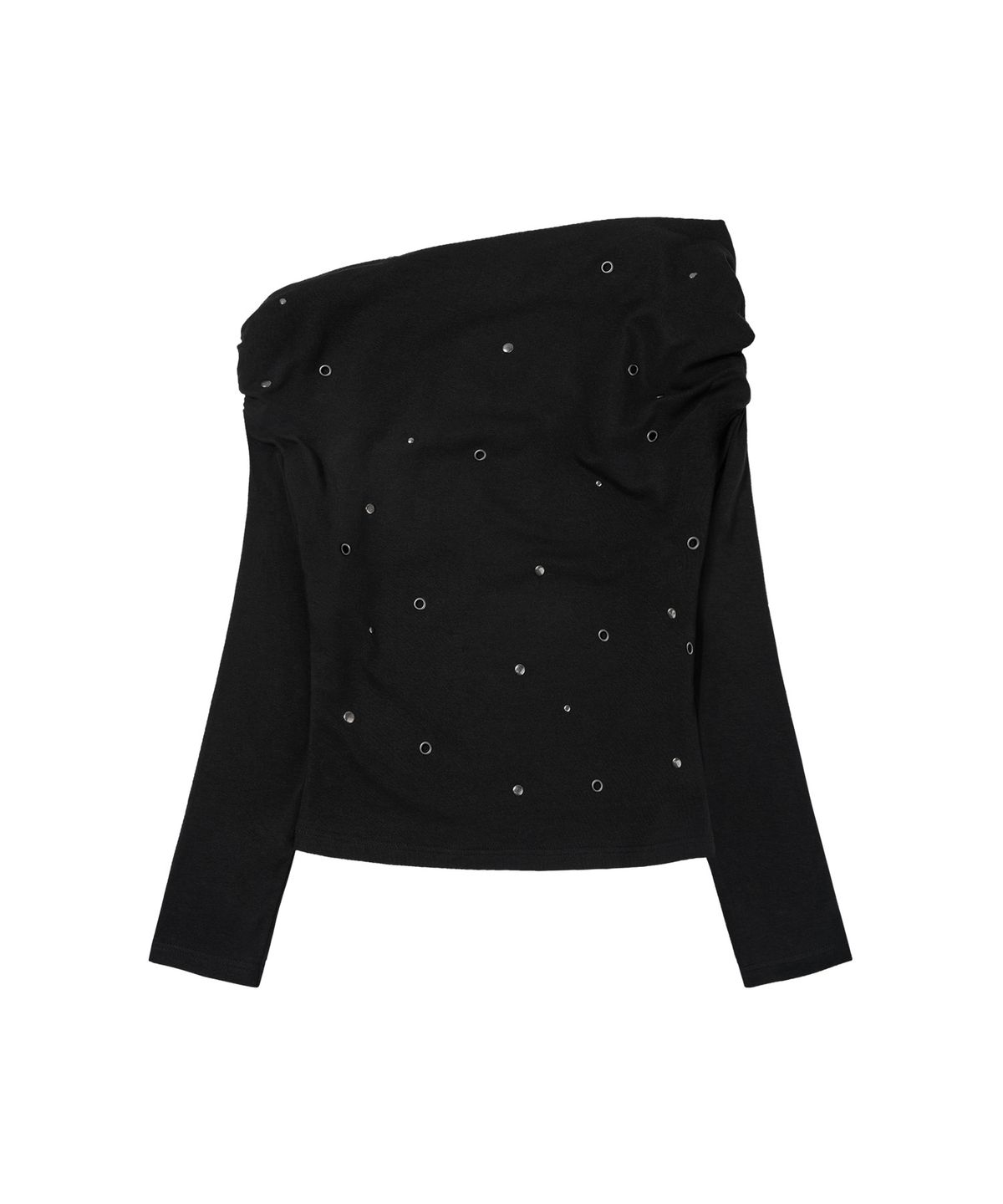 팬시클럽(FANCY CLUB) 아일렛 카울 원숄더 탑 (BLACK) F26ZB520