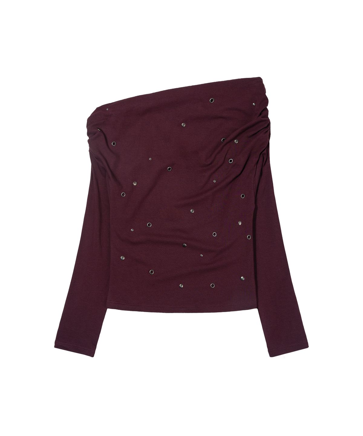 팬시클럽(FANCY CLUB) 아일렛 카울 원숄더 탑 (PLUM) F26ZB520