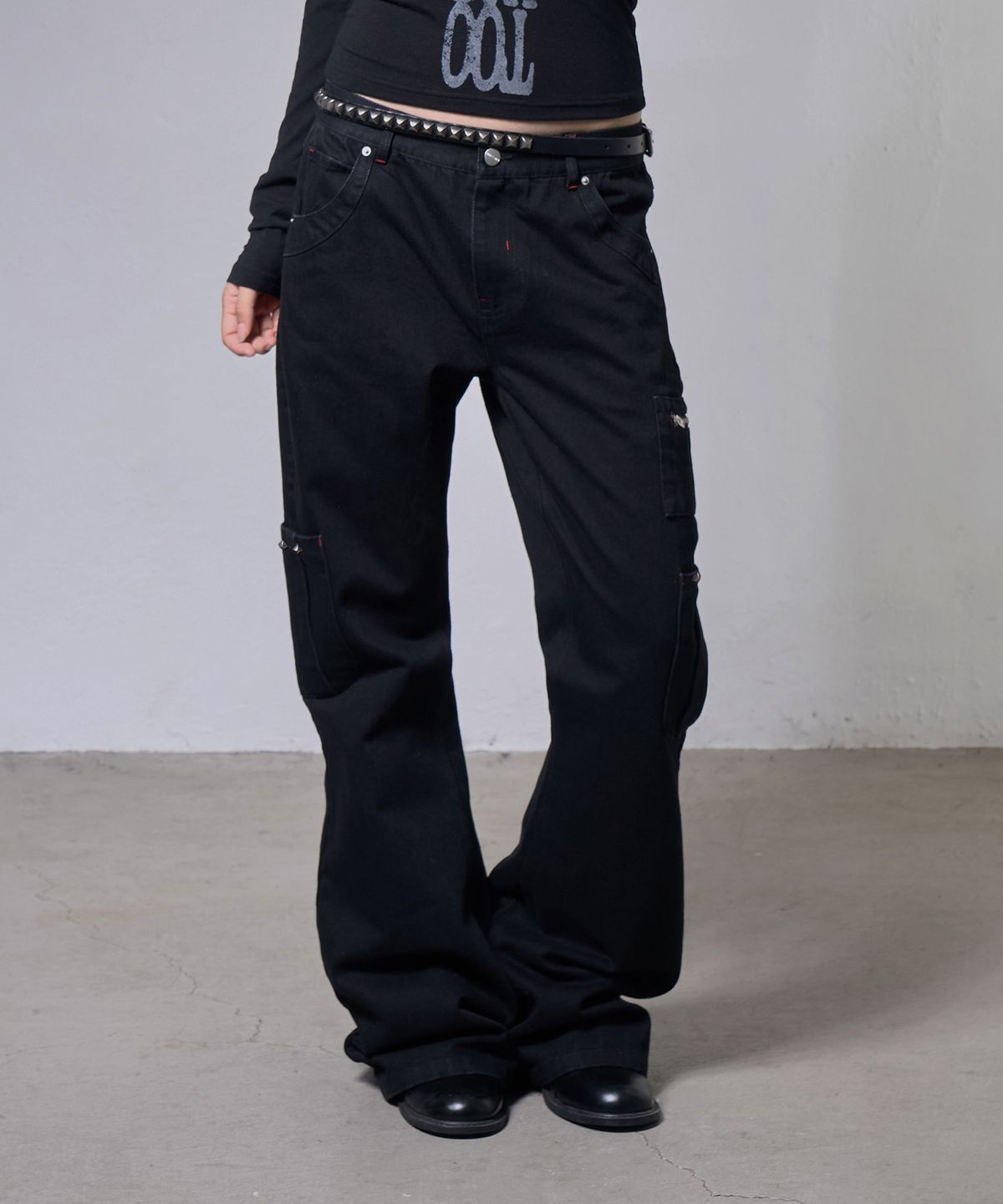 팬시클럽(FANCY CLUB) 스티치 코튼 카고 팬츠 (BLACK) F26ZD466
