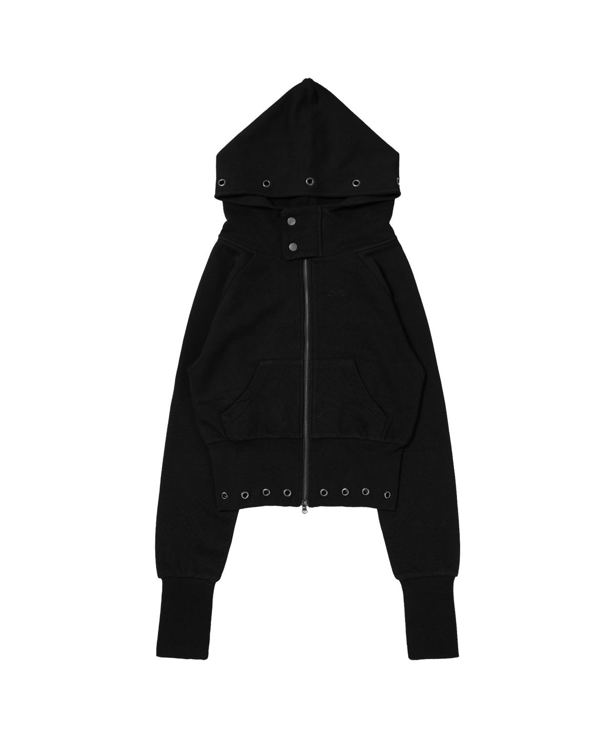 팬시클럽(FANCY CLUB) 아일렛 리브드 후드 집업 (BLACK) F26ZA510