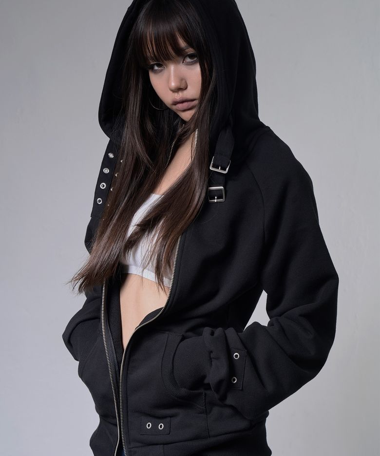 레이어 버클 후드 집업 (BLACK) F26ZA509