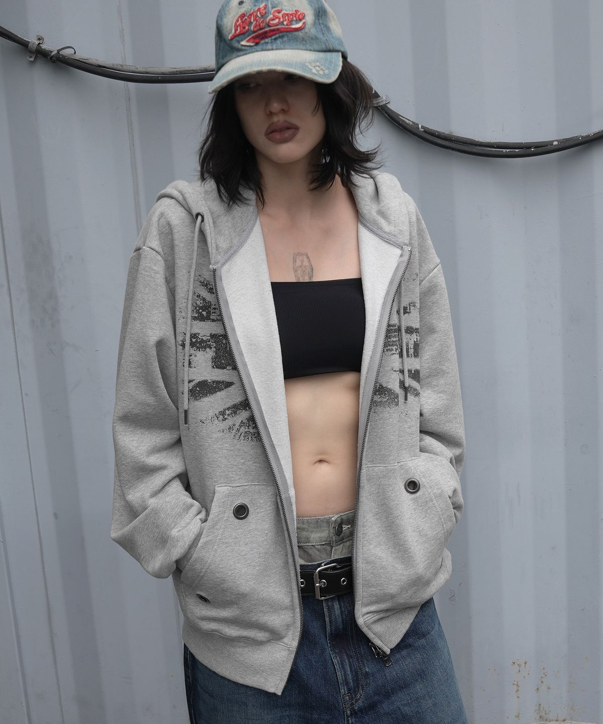 팬시클럽(FANCY CLUB) 유니언잭 후드 집업 (MELANGE GRAY) F26ZA515