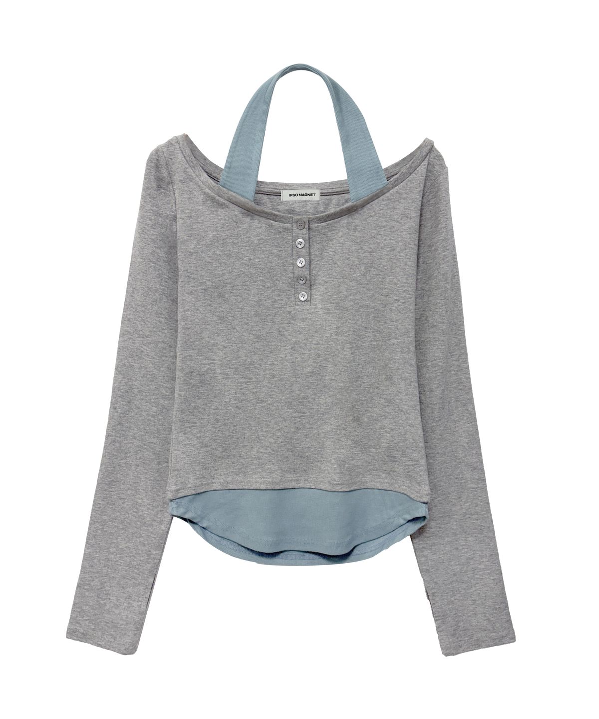이프소마그넷(IFSO MAGNET) Halterneck Layered T-Shirt - GRAY