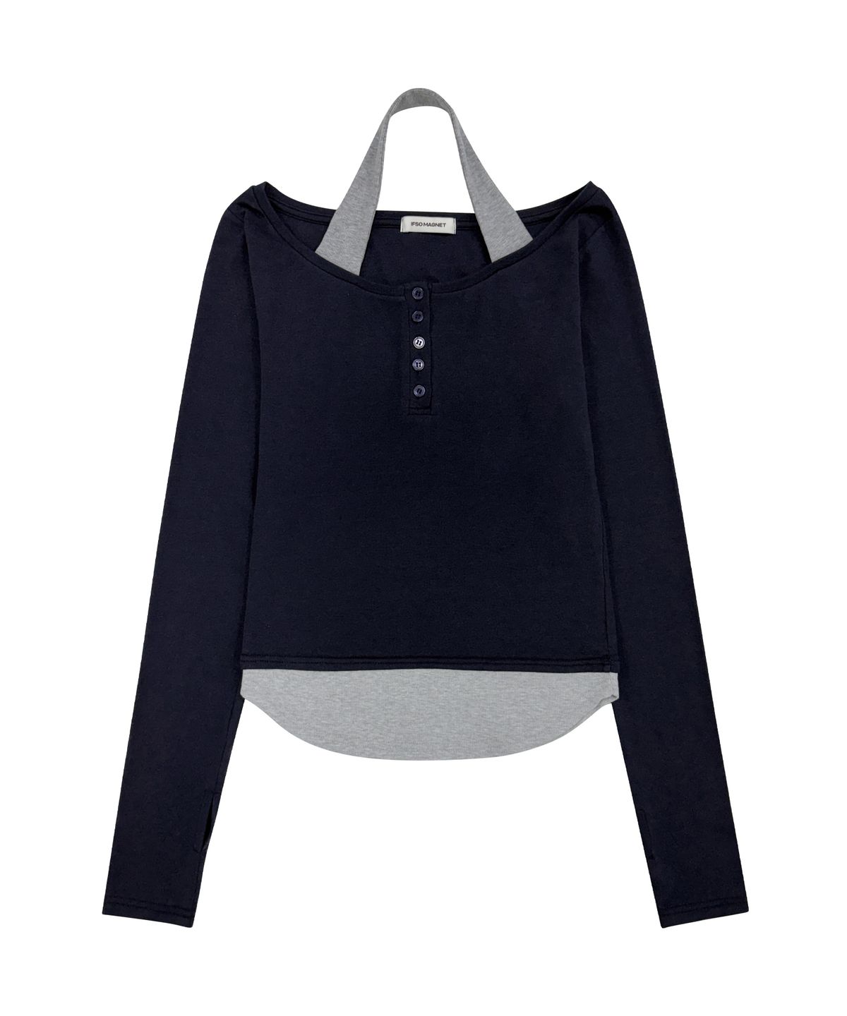 이프소마그넷(IFSO MAGNET) Halterneck Layered T-Shirt - NAVY