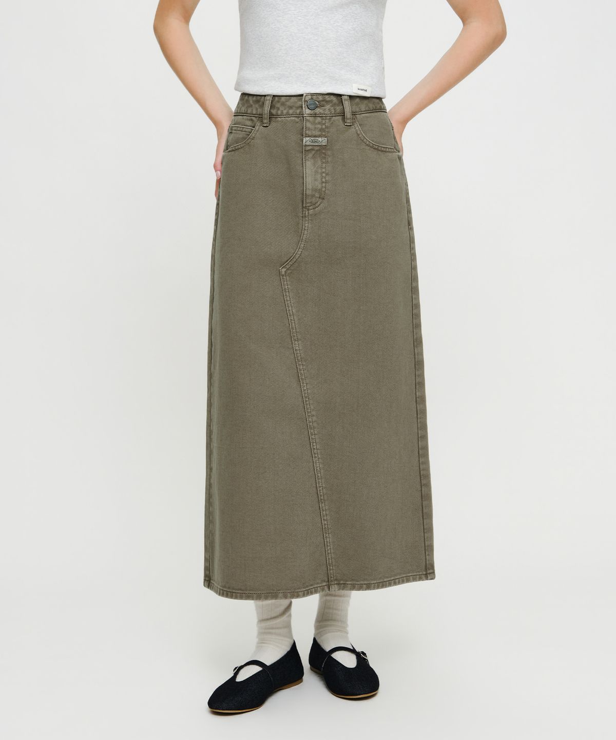 마리떼 프랑소와 저버(MARITHÉ + FRANҪOIS GIRBAUD) W MAXI DENIM SKIRT brown